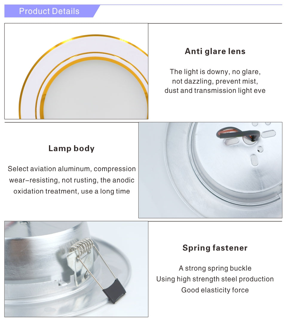 LED Downlight Ceiling 5W 9W 12W 15W 18W Led Ceiling Lamp Round Recessed AC 220V 230V 240V White/Warm white New type Downlight