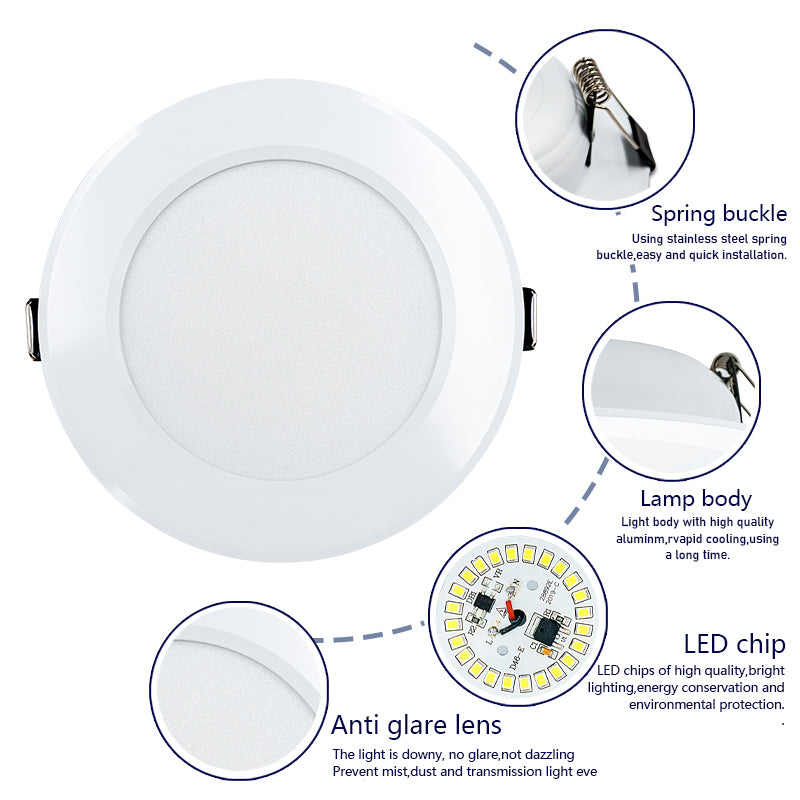 LED Downlight 3W 5W 7W 9W 12W 15W LED Ceiling Light 10pcs/lot 220V Recessed Downlights Round Led Panel Light for Living room