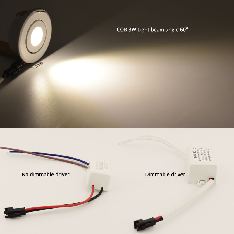 Mini LED Spot Downlights COB 3W Light for Ceiling Cabinet AC12V Chowcase Loft Decorations Cut Out 29-30mm Natural White