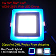 20pcs/lot Ultra trim Recessed 3 Model Square LED Downlight 6W 9W 16W 24W White +blue/Warm +blue LED indoor light 85-265V
