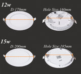 Dimmable Ultra Thin Led Downlight LED Panel Light Recessed Kitchen Lamp  AC 220V 15W 18W Round Ceiling For Room Hote Bedroom