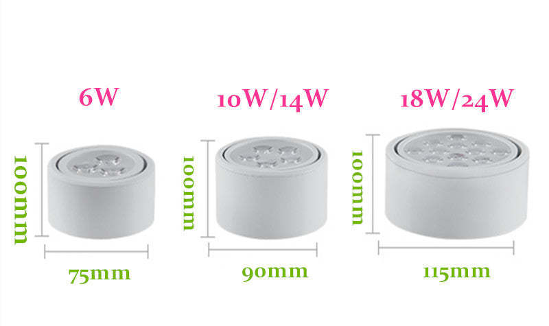 Surface Mounted Ceiling light downlight SMD5730 6W 10W 14W 18W 24W AC85-265V COB Led Ceiling lamp Spot light indoor lighting