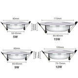 LED Downlight AC220V~240V 5W 9W 12W 15W LED Ceiling Round Recessed Lamp Waterproof LED Spot Light For Bathroom Kitchen
