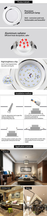 LED Downlight AC220V~240V 5W 9W 12W 15W LED Ceiling Round Recessed Lamp Waterproof LED Spot Light For Bathroom Kitchen