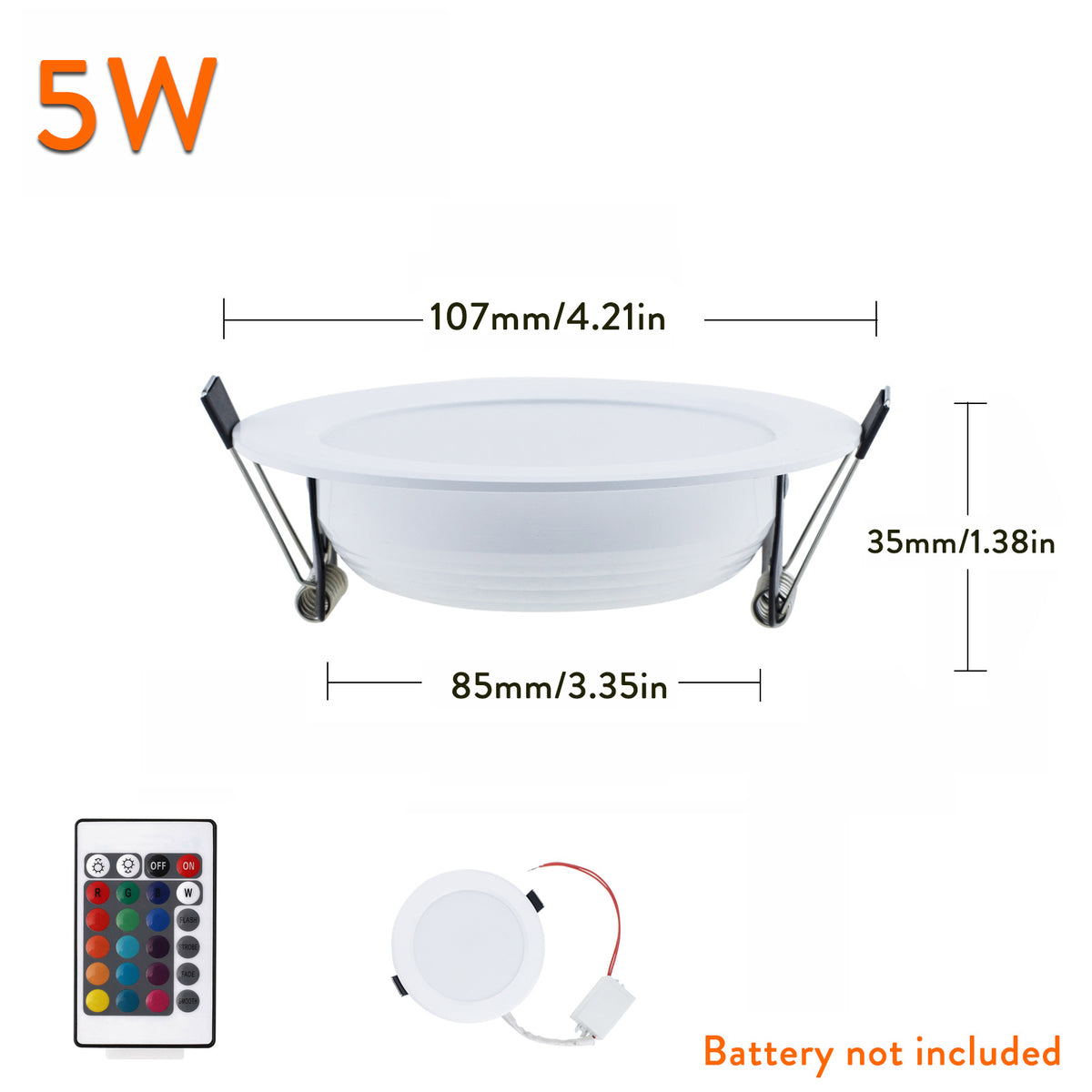 RGB 5W 10W Dimmable LED Recessed Ceiling Downlight White Lamp + Remote Control 85-265V Lamp Spotlight Lighting For Home Office