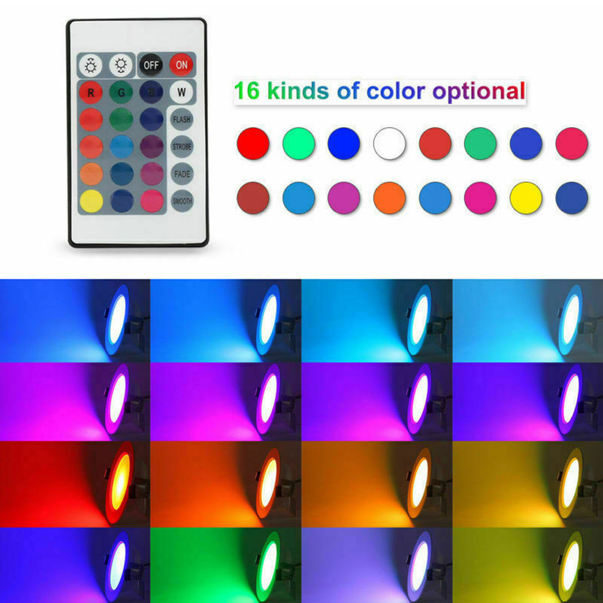 RGB 5W 10W Dimmable LED Recessed Ceiling Downlight White Lamp + Remote Control 85-265V Lamp Spotlight Lighting For Home Office