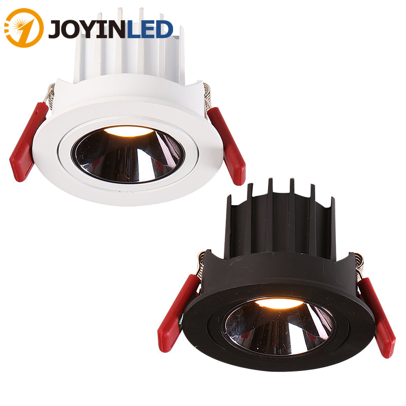 Dimmable Round Angle Adjustable Anti Glare Recessed LED Downlight 7W 12W 15W 20W 85-265V COB Ceiling Living Room Indoor Lighting