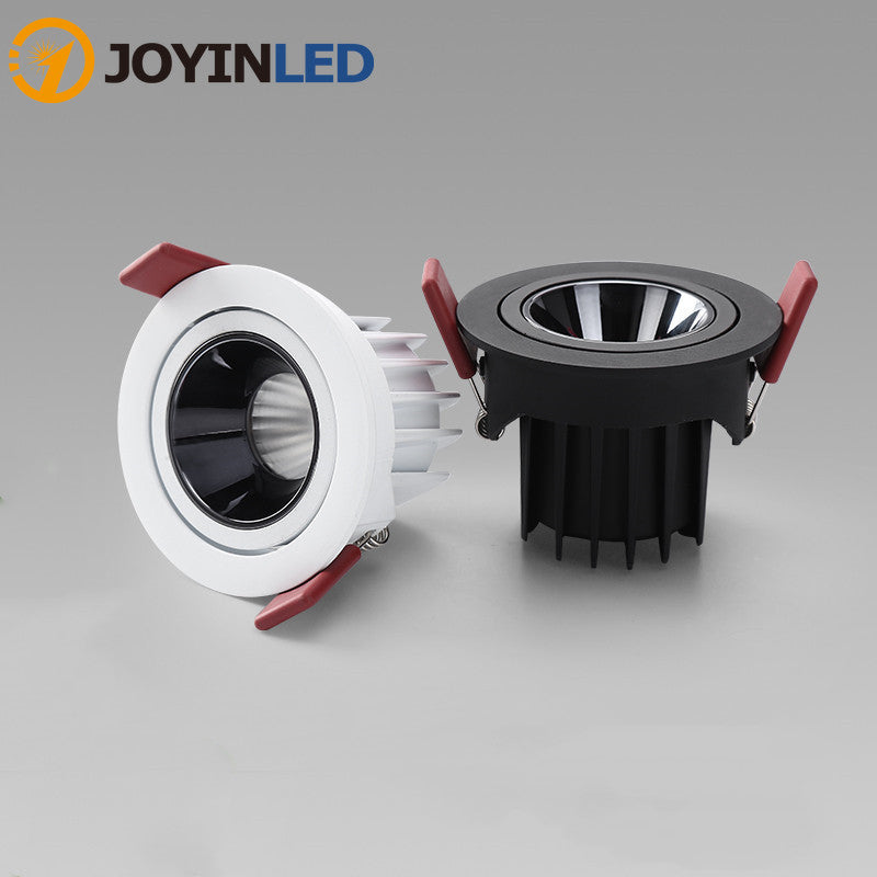 Dimmable Round Angle Adjustable Anti Glare Recessed LED Downlight 7W 12W 15W 20W 85-265V COB Ceiling Living Room Indoor Lighting