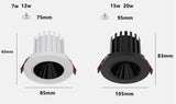 Dimmable Round Angle Adjustable Anti Glare Recessed LED Downlight 7W 12W 15W 20W 85-265V COB Ceiling Living Room Indoor Lighting