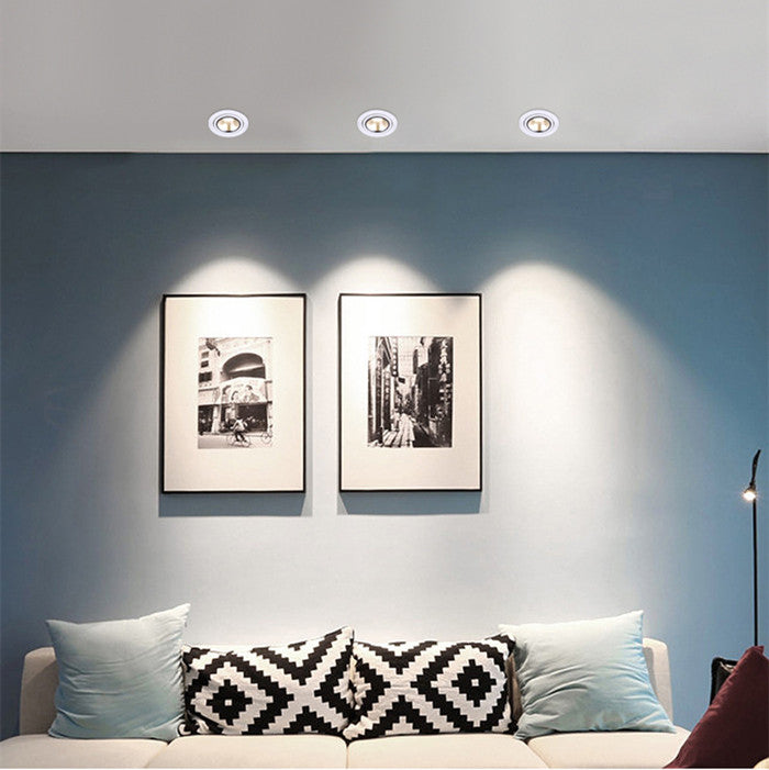 Dimmable Round Angle Adjustable Anti Glare Recessed LED Downlight 7W 12W 15W 20W 85-265V COB Ceiling Living Room Indoor Lighting