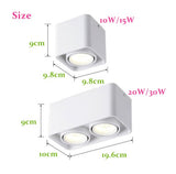 Square COB LED dimmable Downlights 10W 15W 20W 30W Surface Mounted LED Ceiling Lamps Spot Light LED Downlights AC85V-265V