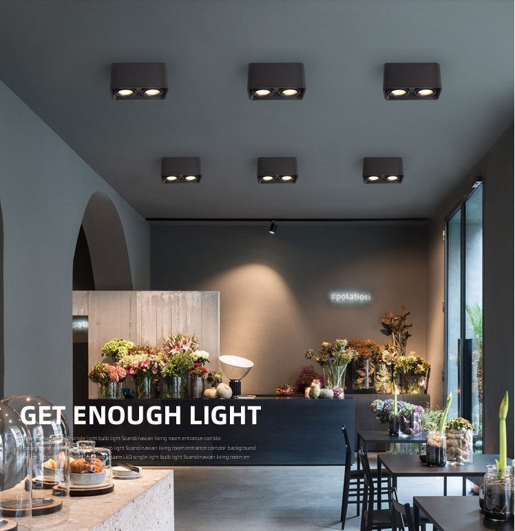 Square COB LED dimmable Downlights 10W 15W 20W 30W Surface Mounted LED Ceiling Lamps Spot Light LED Downlights AC85V-265V