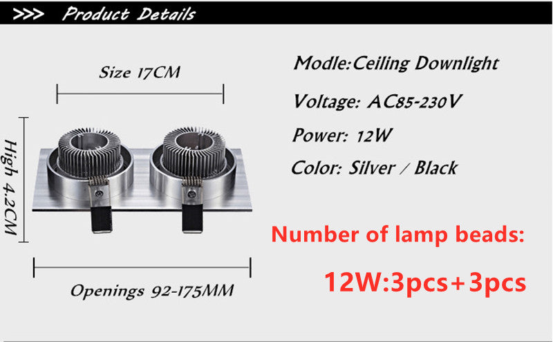 Dimmable Square LED Downlight 12W 20W 28W Recessed High power LED Ceiling Lamp Spot light AC85-265V Indoor Lighting