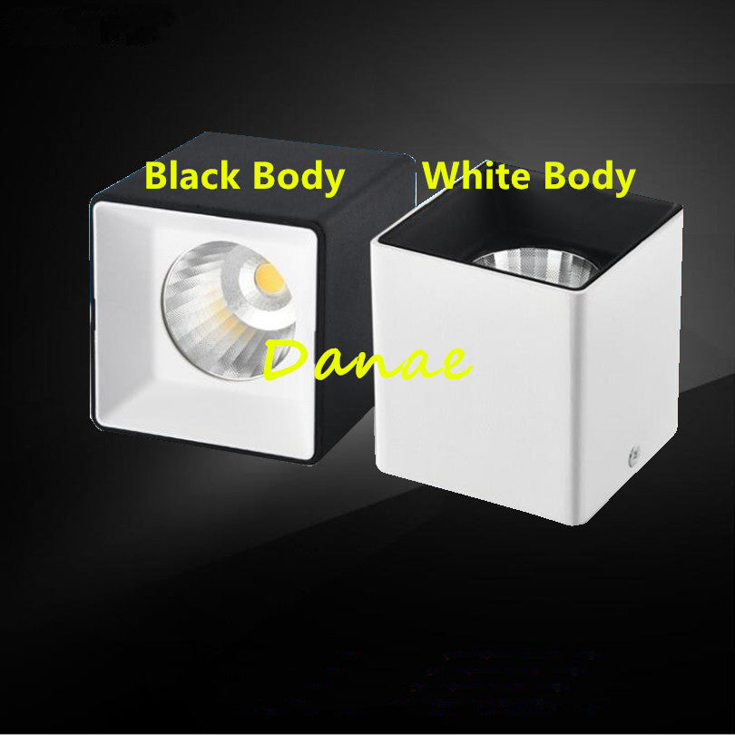 High Power 10W 12W 15W COB LED Downlights Square Surface Mounted LED Spotlight Dimmable 110V 220V Warm Cool White Free Shipping
