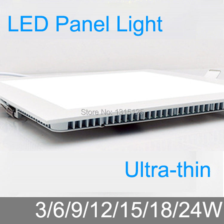 Thickness 3W/6W/9W/12W/15W/18W/24W dimmable LED downlight Square LED panel Ceiling Recessed Light bulb lamp AC85-265V smd2835