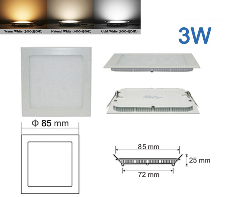 Thickness 3W/6W/9W/12W/15W/18W/24W dimmable LED downlight Square LED panel Ceiling Recessed Light bulb lamp AC85-265V smd2835