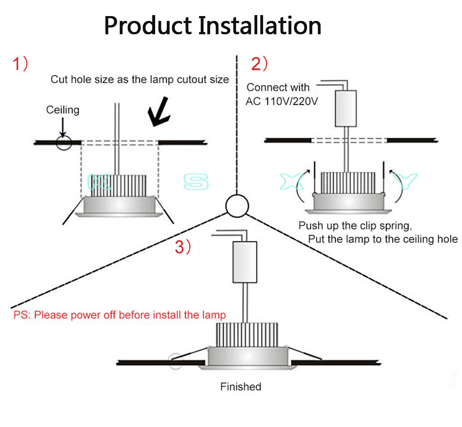 Recessed LED Spot Lighting 220V Ceiling Lamp Bedroom Kitchen Indoor Downlight 3W 5W 7W 9W 12W 15W Thick Aluminum Panel Light