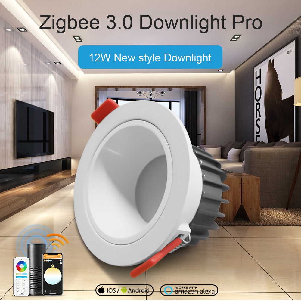 Zigbee 3.0 Smart RGB+CCT LED Downlight Pro 6W/9W/12W Waterproof Rate IP54 For Living Room Kitchen Corridor Bathroom Dinning Room