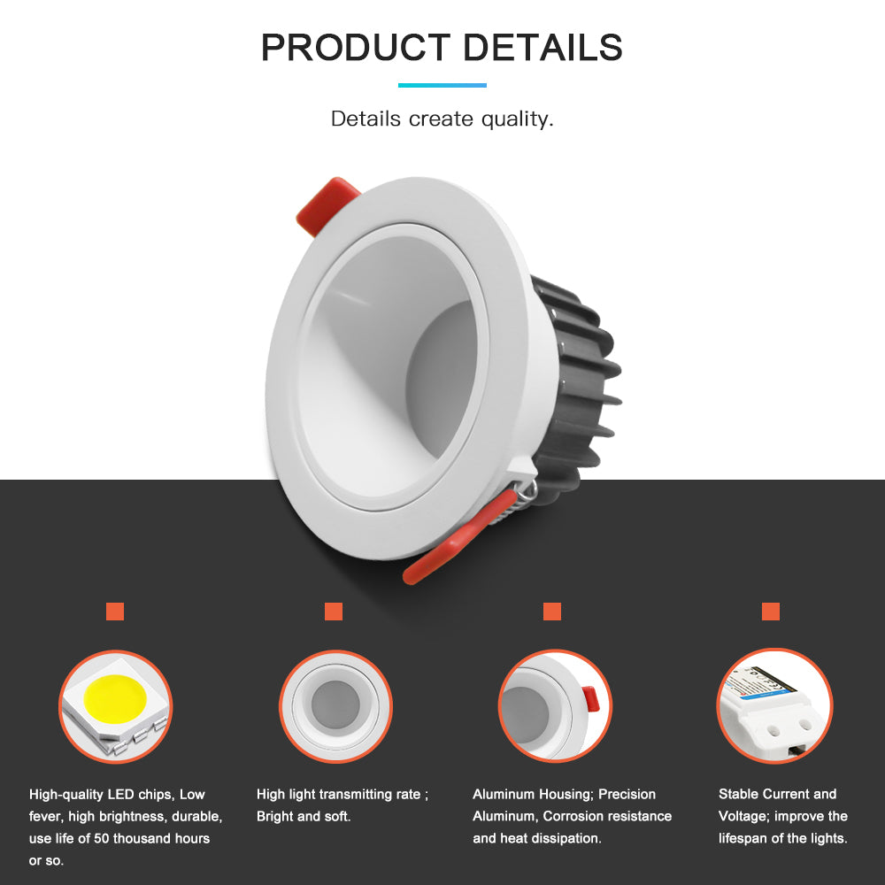 Zigbee 3.0 Smart RGB+CCT LED Downlight Pro 6W/9W/12W Waterproof Rate IP54 For Living Room Kitchen Corridor Bathroom Dinning Room