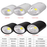 Dimmable LED COB Surface Mounted Downlight 3W/5W/7W/10W/12W/15W White/Black Housing AC85-265V Ceiling Spot Light Home Decor