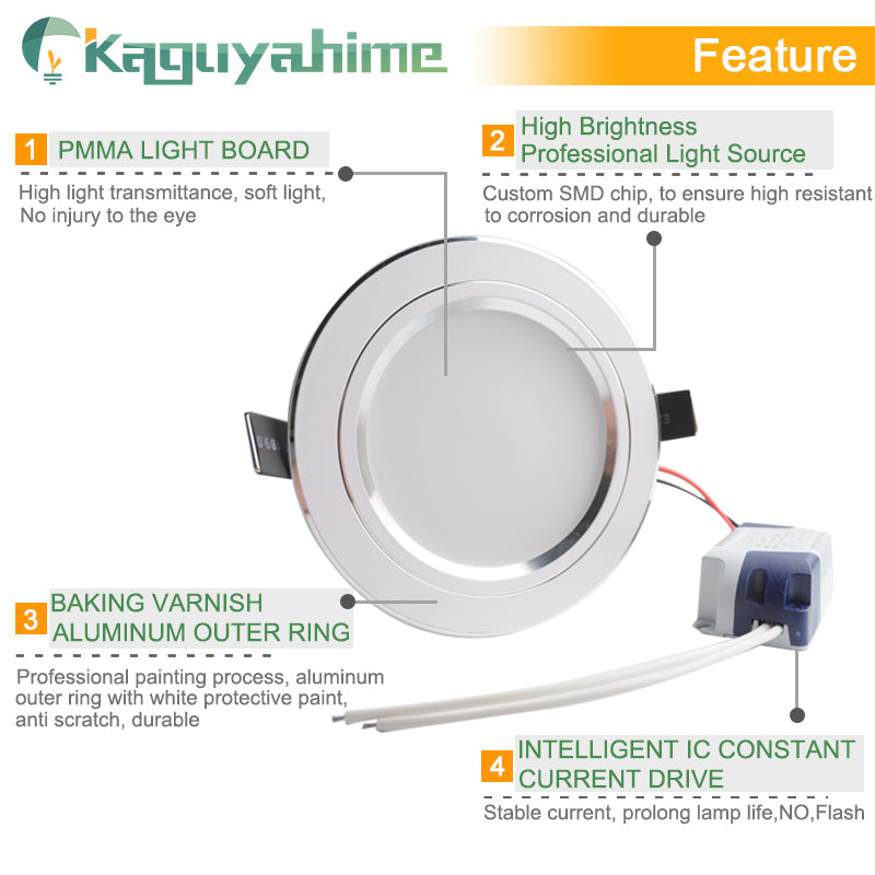 Kaguyahime 220V 110V Aluminum LED Downlights 3W 5W 10W 15W Led Lamp Living Room High Bright LED Spot Down Light Indoor Lighting