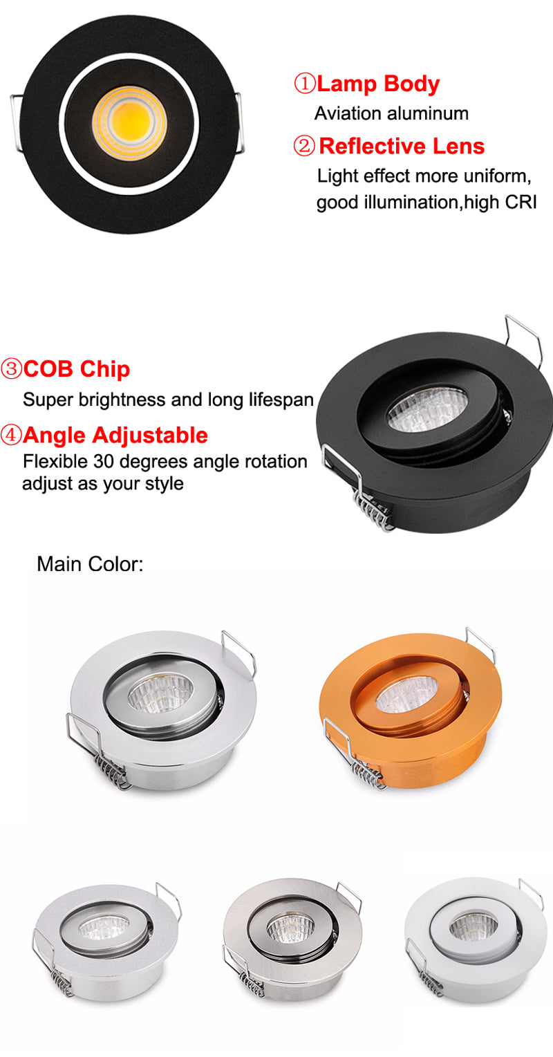  CE ROSH black color 3*1W round mini cob led spotlight Downlight Cold White Warm White Spotlight
