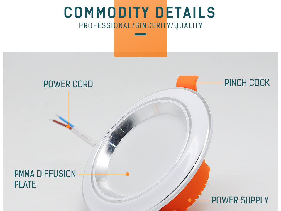 LED Downlight Ultra Thin 2.5inch Tri-color  Down light Aluminum Indoor Bedroom AC220V 5W Office Lightings Lamp LED Spot Light