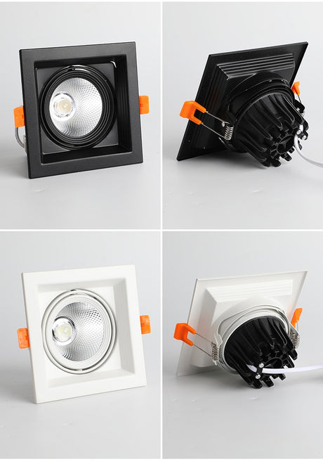 Super Bright Square Dimmable COB LED Recessed Downlight 10W/20W 3000K/4000K/6000K Ceiling Spot Lamp AC110 220V Home Decor