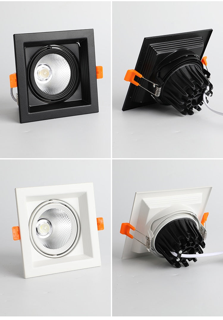 Super Bright Square Dimmable COB LED Recessed Downlight 10W/20W 3000K/4000K/6000K Ceiling Spot Lamp AC110 220V Home Decor