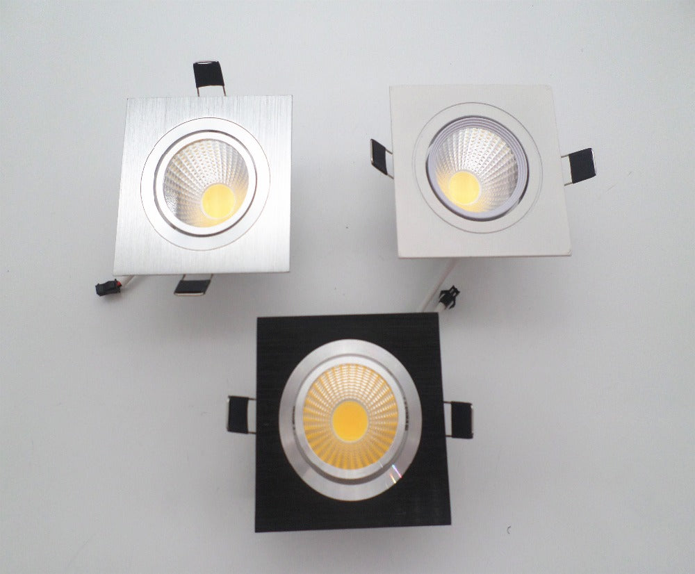 LED Downlight 10pcs led spot Square Bright Recessed LED Dimmable COB 7W 9W 12W LED Spot light decoration Ceiling Lamp AC110V 220V