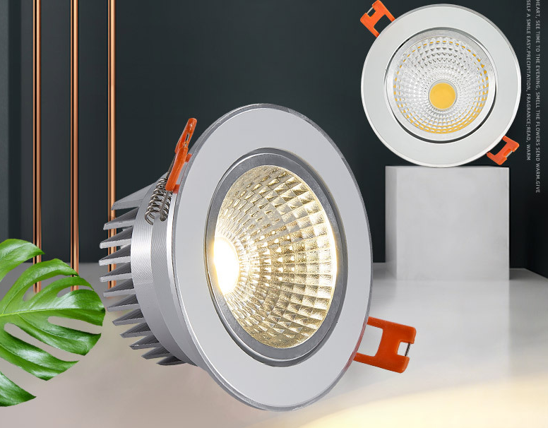 Ceiling Lights 10pcs Bright Recessed Silver Led Downlight Cob 9w 12w Spot Light Decoration Ceiling Lamp Ac110v 220v Spot Lamp