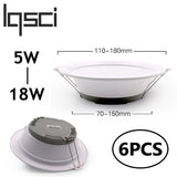 LED Downlight Ceiling Light Indoor Light Large Size 6PCS Ultra-bright Round White 5W 7W 12W 18W 220V-240V Cold White Warm White