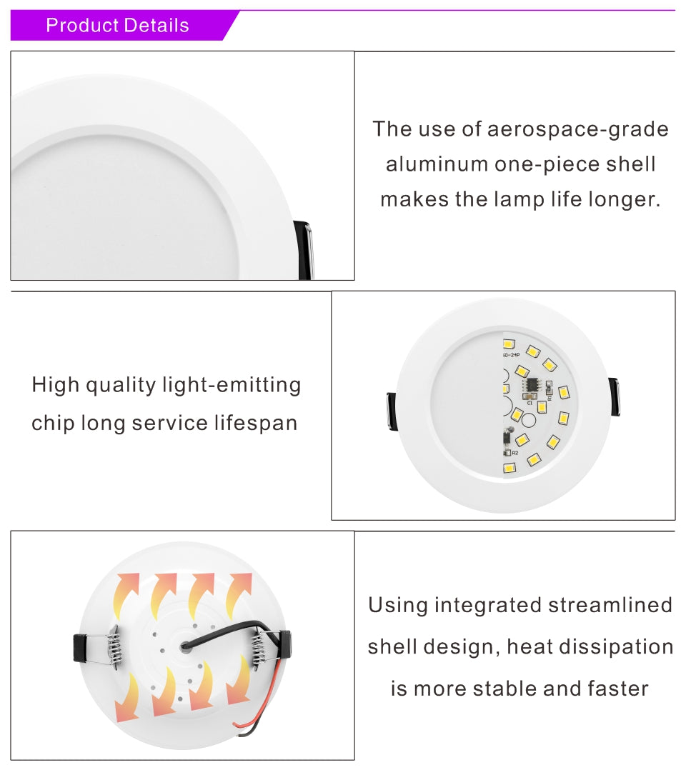 Led Downlight 220V Recessed 10pcs/lot 3W 5W 7W 9W 12W 15W Ceiling Light 3/4/5 inch Round Led Panel Down Light Spotlight Lighting