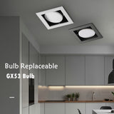 GX53 Bulb Recessed Spot Lamp Led Downlight Bulb Replaceable Ceiling Lamp Lighting Angle 45 degree Rotate For Living Room Bedroom