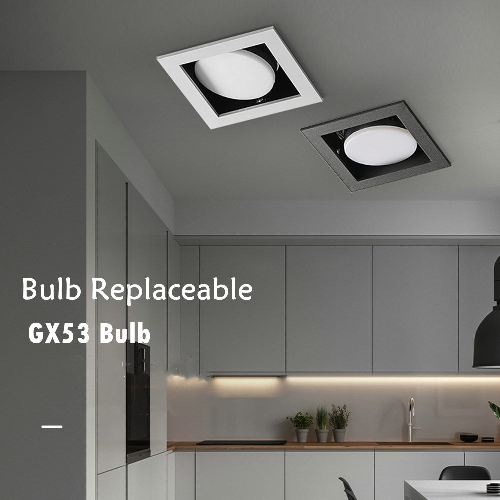 GX53 Bulb Recessed Spot Lamp Led Downlight Bulb Replaceable Ceiling Lamp Lighting Angle 45 degree Rotate For Living Room Bedroom