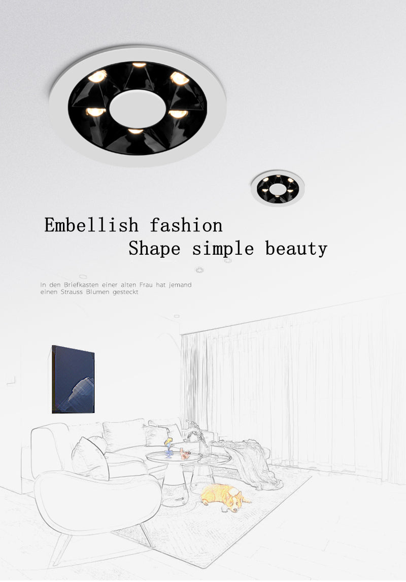 QIUBOSS Modern LED Grille Light AC220V Recessed Led Downlight Dimmable Household Spotlight 30W Embedded Lighting Lamp for Indoor