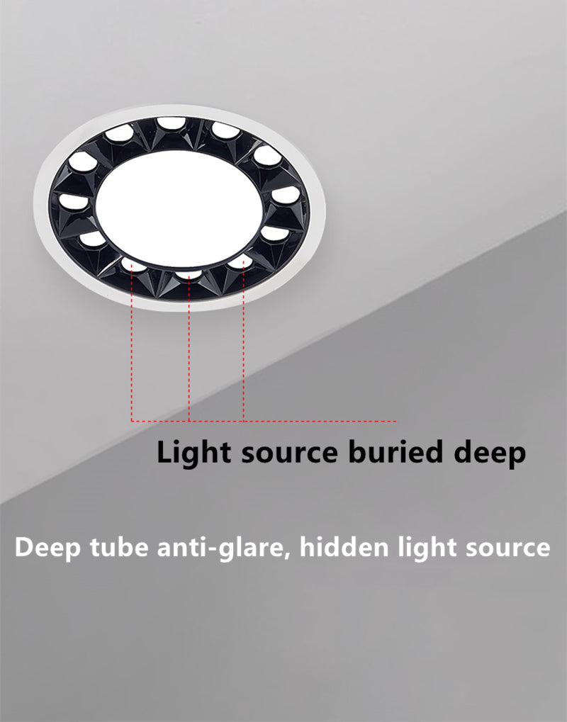 QIUBOSS Modern LED Grille Light AC220V Recessed Led Downlight Dimmable Household Spotlight 30W Embedded Lighting Lamp for Indoor