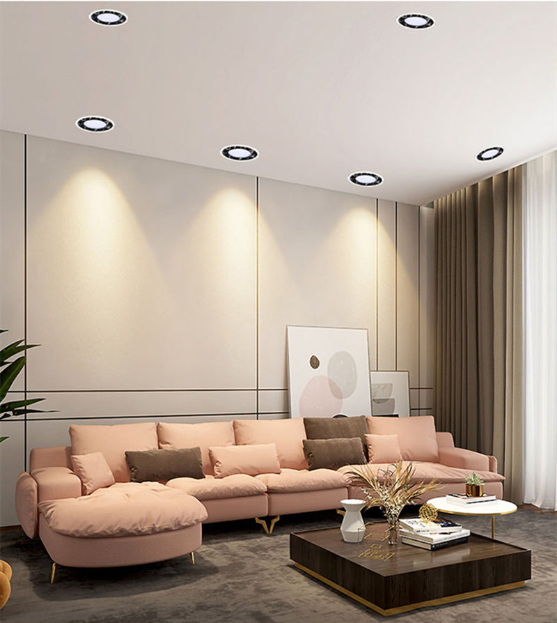 QIUBOSS Modern LED Grille Light AC220V Recessed Led Downlight Dimmable Household Spotlight 30W Embedded Lighting Lamp for Indoor