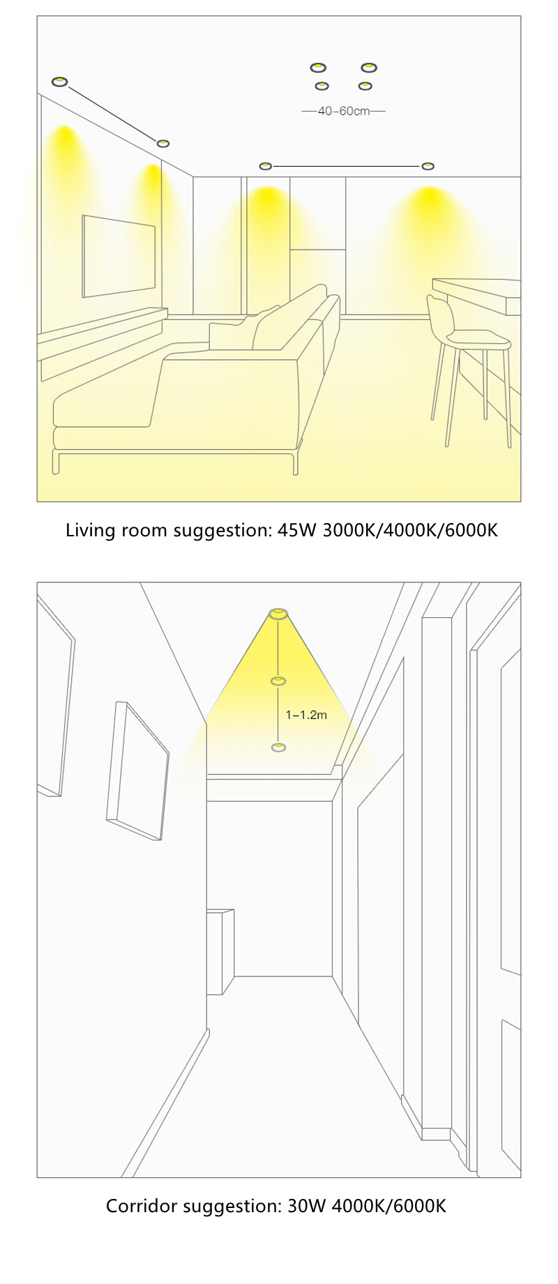 QIUBOSS Modern LED Grille Light AC220V Recessed Led Downlight Dimmable Household Spotlight 30W Embedded Lighting Lamp for Indoor