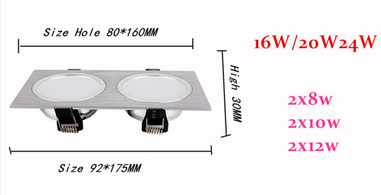 Dimmable high quality LED Ceiling light down light 16W 20W 24W recessed LED Spotlight decoration Ceiling lamp LED downlight Cold White