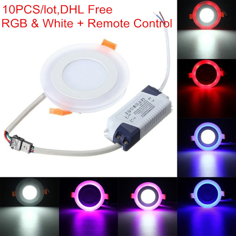 LED Downlight Round 6W - 24W 3 Model LED Lamp Double Color Panel Light 10pcs RGB &amp; white Ceiling Recessed with Remote Control