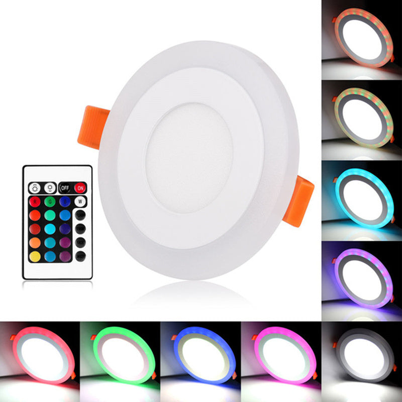 6W RGB Dual Color Round Recessed LED Light Panel - Remote Control, 75mm Cut-Out, 220-240V