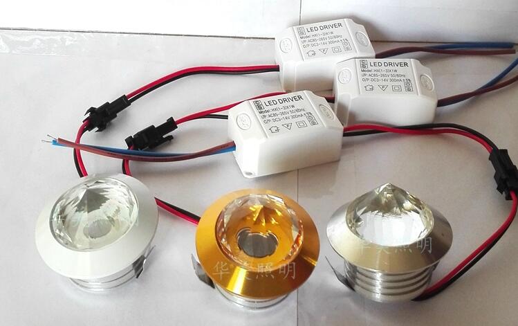 Crystal Mini LED Spot Light Cabinet Lamps AC85-265V 1W LED Recessed Ceiling LED Down Light Aluminum Indoor Light