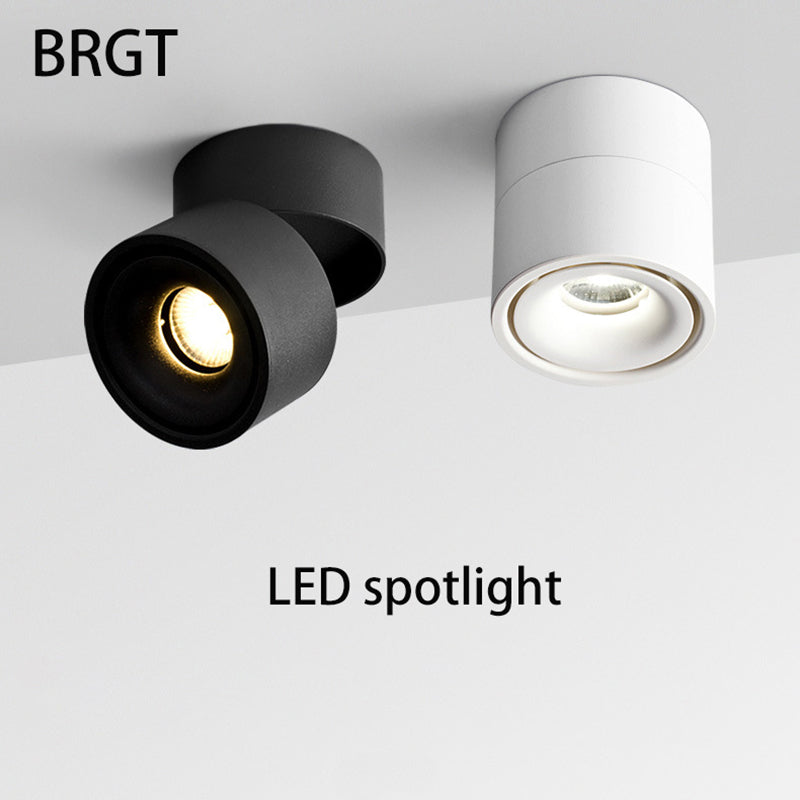 BRGT LED Spot Lights Surface Mounted Ceiling Lamp 5W7W12W Downlight Foco Foldable Track Light For Kitchen Store Indoor Lighting