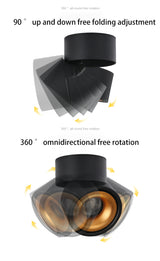 BRGT LED Spot Lights Surface Mounted Ceiling Lamp 5W7W12W Downlight Foco Foldable Track Light For Kitchen Store Indoor Lighting