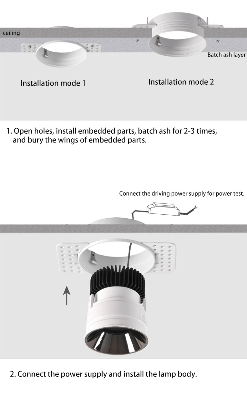 BRGT Borderless LED Spot Light Recessed Downlight Narrow Ceiling Lights Focus Lamp 220V For Kitchen Living Room Indoor Lighting