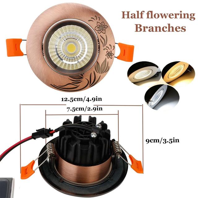 Dimmable LED Recessed 5W Antique Style Ceiling Light Fixture Downlight Lamp + Driver Spotlight  Lighting For Home Office Decor