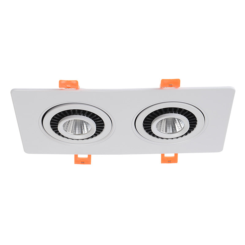 Dimmable Embedded Square Double LED Downlight 10w 14w 20w 30w White Shell Cob Ceiling Warm White AC85-265V