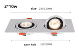 Dimmable Embedded Square Double LED Downlight 10w 14w 20w 30w White Shell Cob Ceiling Warm White AC85-265V