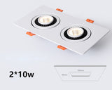 Dimmable Embedded Square Double LED Downlight 10w 14w 20w 30w White Shell Cob Ceiling Warm White AC85-265V